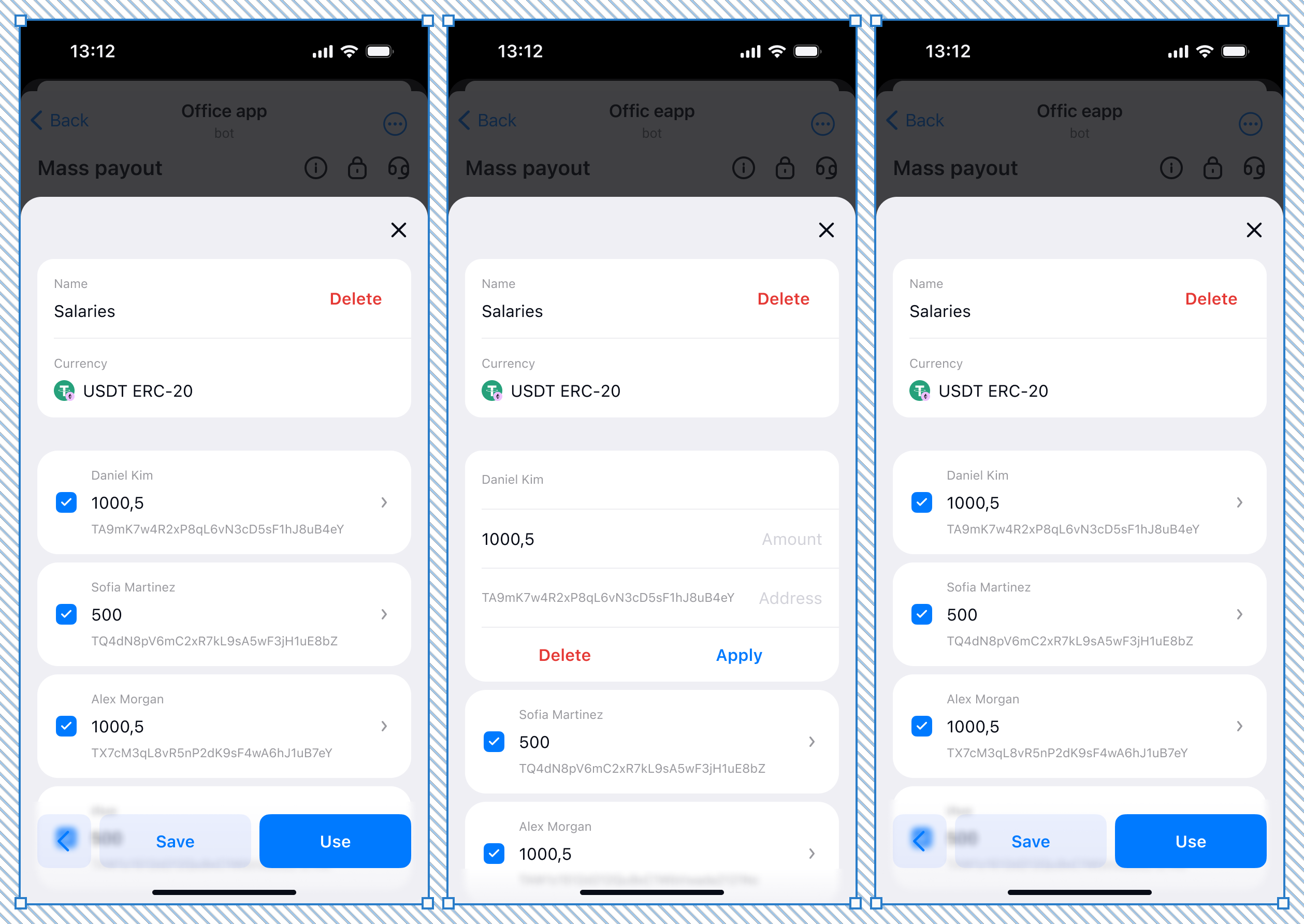 Saving and reusing recipient lists for recurring payouts