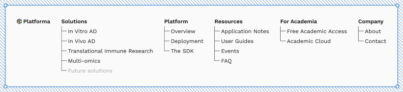Platforma product ecosystem navigation model